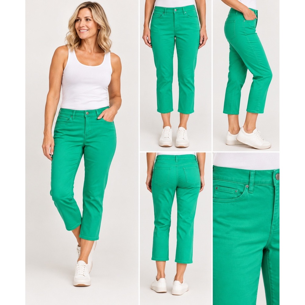 Ann Taylor LOFT Modern Crop Pants Green Size 14 NWT 32/14 Cropped Trousers
